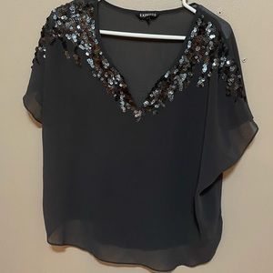 Express gray sheer top